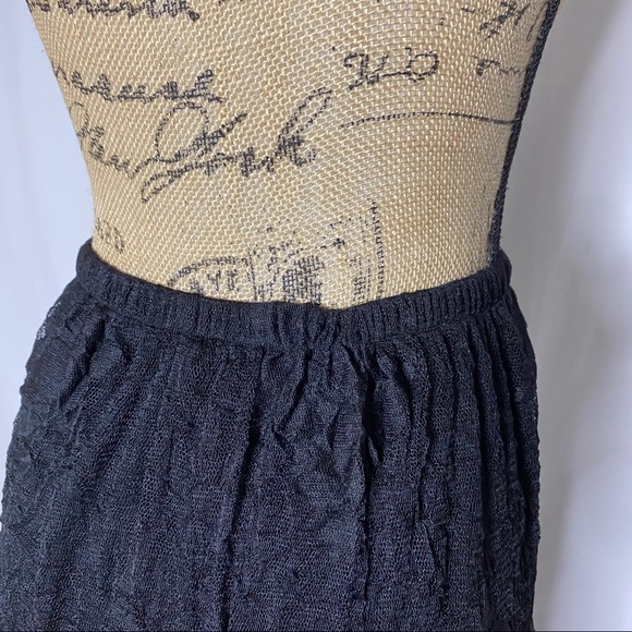 Kedem Sasson Black Mesh Lace Crinkle Maxi Skirt - Picture 4 of 7